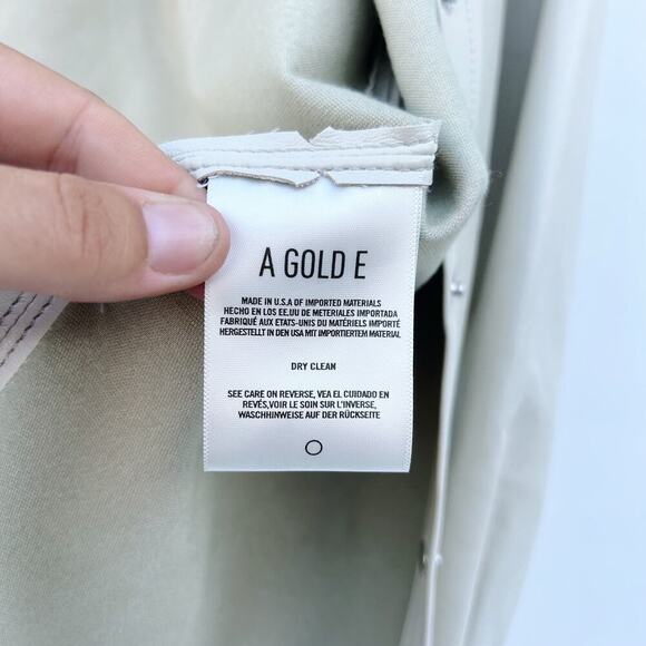 Agolde Calla Vegan Leather Collared Shirt Jacket Shacket Cream Ecru Small - Picture 14 of 14